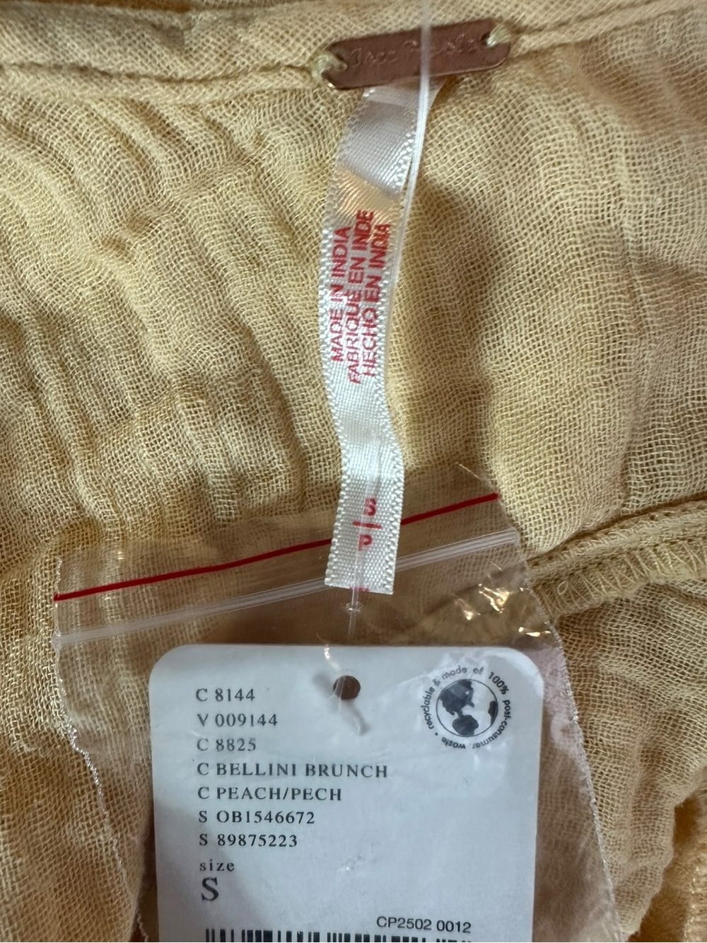 Free People Billowy Bohemian Gauze Pina Colada Tunic Bellini Brunch NWT Small - Picture 9 of 11